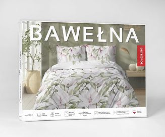 Pościel bawełniana 160x200 Detexpol biała zielona różowa romantyczne magnolie