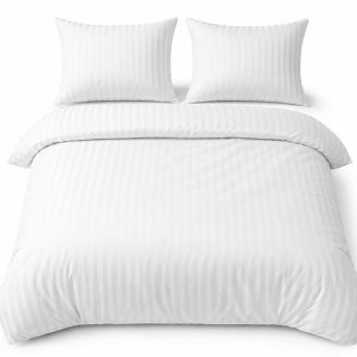 Komplet pościeli hotelowej adamaszek bawełniana 140x200 biała