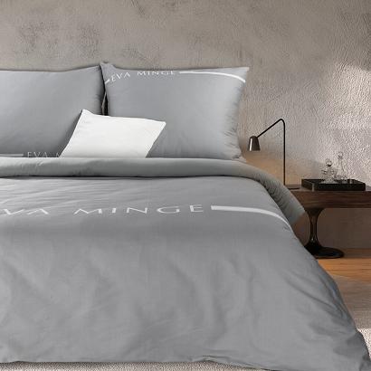 Pościel satynowa SILK 160x200 Eva Minge Eurofirany srebrna biała z nadrukiem logo