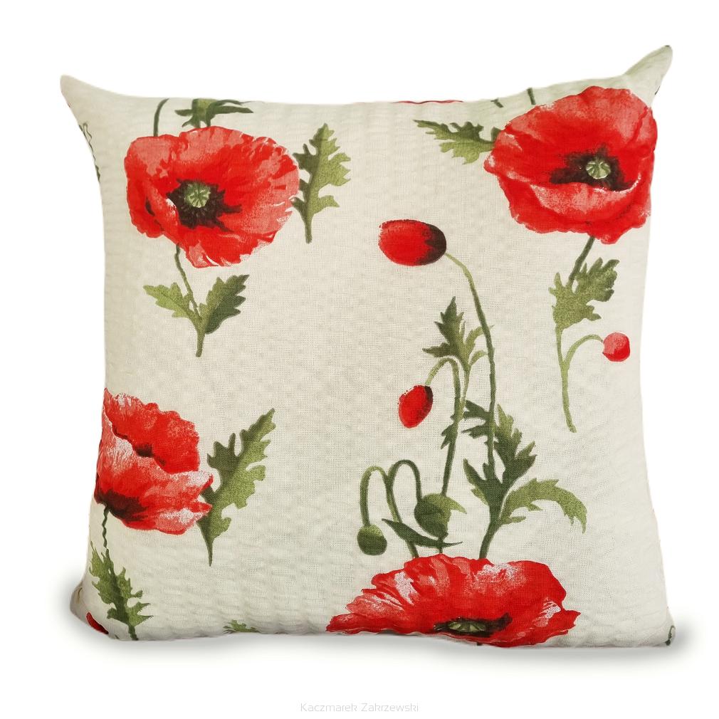 Poszewka z kory 40x40 maki na kremowym tle