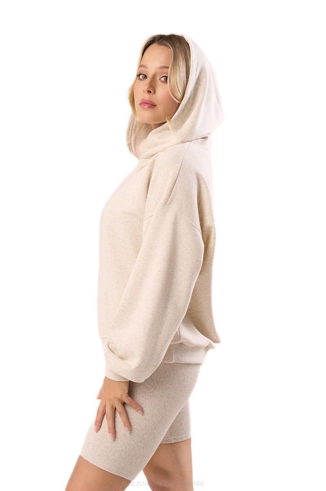 Bawełniana bluza dresowa z kapturem Babell kod 3010 melanżowa