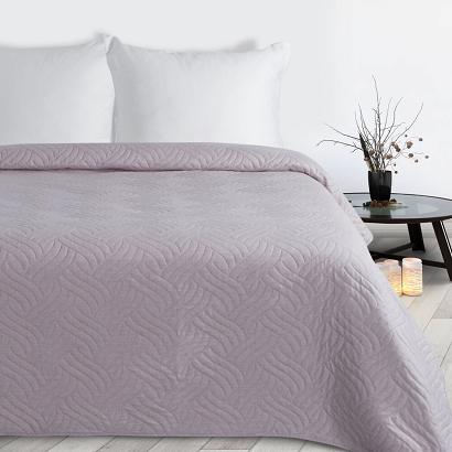 Narzuta dekoracyjna LEN 220x240 różowa pikowana w fantazyjny meandrowy deseń