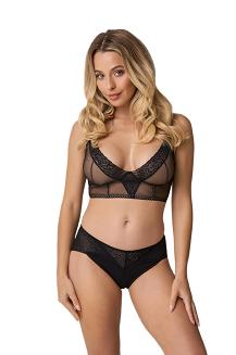 Brazyliany damskie w panterkowy i koronkowy design kod 223 czarne