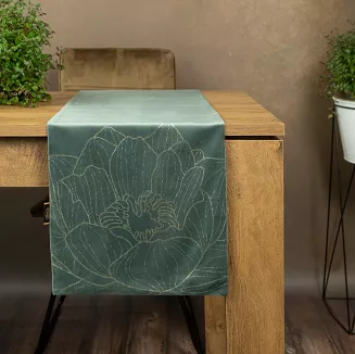 Obrus dekoracyjny BLINK 35x220 Eurofirany ciemnomiętowy
