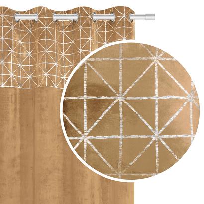 Zasłona gotowa na przelotkach GLOSSY 140x250 welurowa półzaciemniająca miodowy