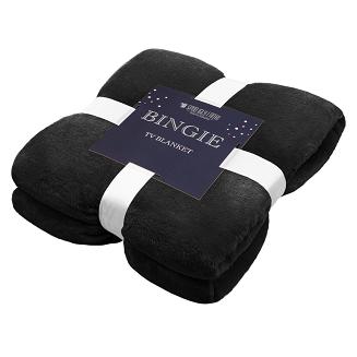 Koc narzuta BINGIE 150x180 czarny z rękawami TV