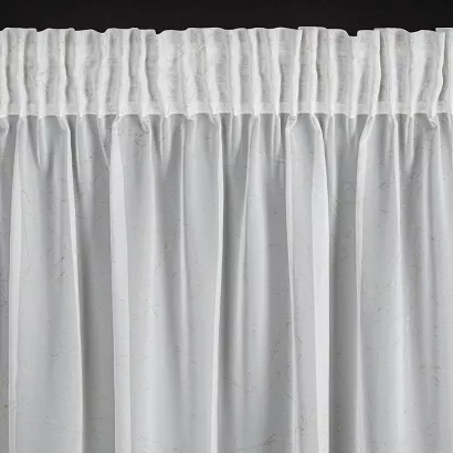 Firana gotowa na taśmie HERA 140x270 Eurofirany biała z szyfonu delikatny szampański nadruk