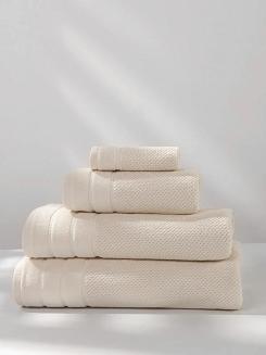 Ręcznik bawełniany o ryżowej strukturze Loren 30x30 jasnobeżowy