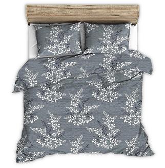 Pościel z kory 140x200 wzór gałązki na grafitowym tle