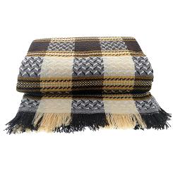 Komplet dekoracyjny narzuta 170x205 + 2x 60x170 brązowa krata