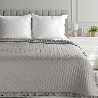 Narzuta dekoracyjna LIBI3 200x220 beżowa obszyta falbaną