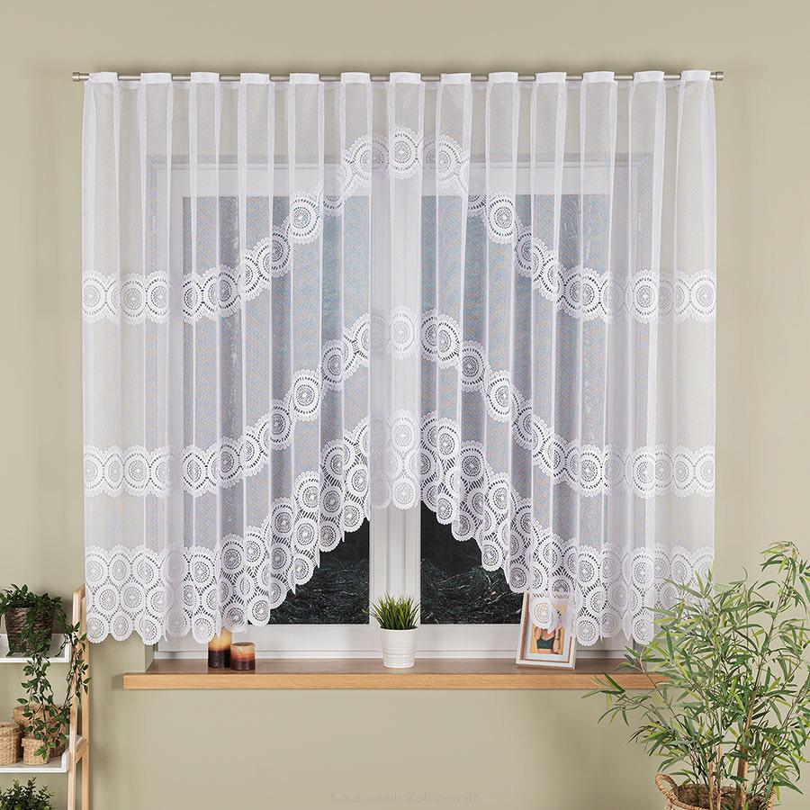 Firanka żakardowa gotowa na szelkach MALWINA 410x160 biała