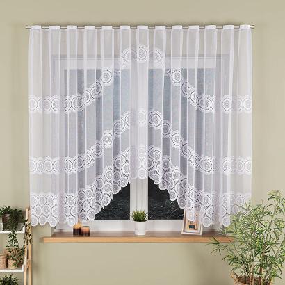 Firanka żakardowa gotowa na szelkach MALWINA 410x160 biała