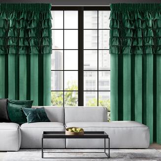 Zasłona gotowa na taśmie AURA 140x270 Eurofirany ciemnozielony