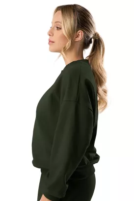 Bawełniana bluza dresowa z długim rękawem Babell kod 3009 ciemnozielona