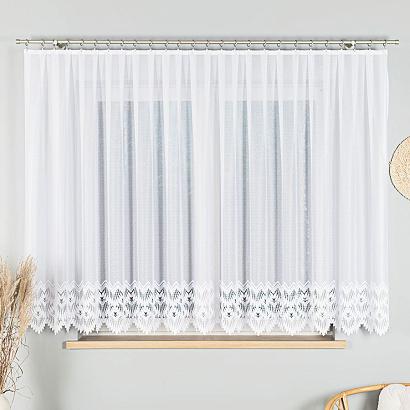 Firanka żakardowa gotowa na żabki FELICJA 400x160 biała