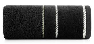Ręcznik bawełniany z welurową bordiurą w ozdobne paseczki NEL 70x140 Eurofirany czarny