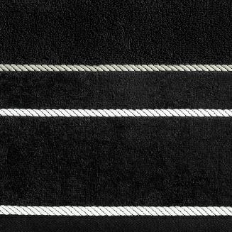 Ręcznik bawełniany z welurową bordiurą w ozdobne paseczki NEL 70x140 Eurofirany czarny