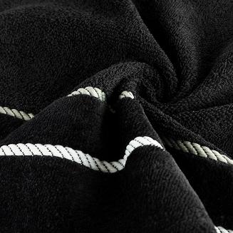 Ręcznik bawełniany z welurową bordiurą w ozdobne paseczki NEL 70x140 Eurofirany czarny