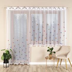 Firanka żakardowa gotowa na szelkach MOTYLKI 140x240 biała