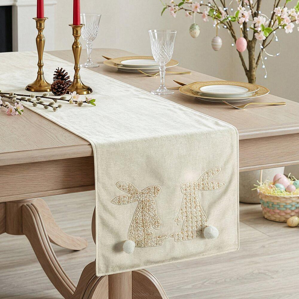 Obrus dekoracyjny WIOSNA 40x140 Eurofirany kremowy