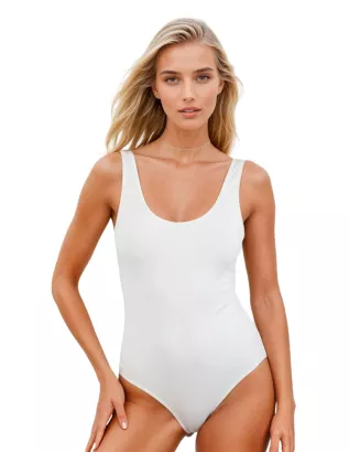 Body damskie z szerokimi ramiączkami tank top Sabrina białe