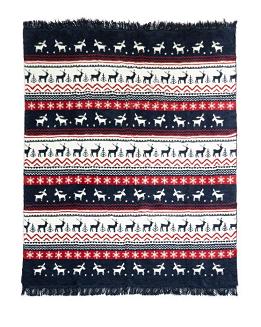 Koc bawełniano-akrylowy 150x200 świąteczny wzór norweski