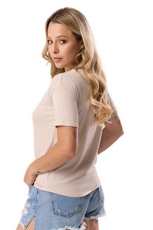 Bluzka damska z krótkim rękawem SERINA piaskowa