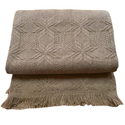 Narzuta dekoracyjna tkana 170x205 beżowa gwiazdki