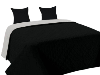 Narzuta dekoracyjna z poszewkami VIGO II 220x240 czarna srebrna kwadraty