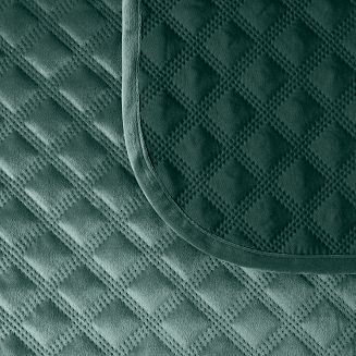 Narzuta dekoracyjna VELVI 170x210 pikowana w geometryczny wzór szmaragdowa