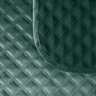 Narzuta dekoracyjna VELVI 170x210 pikowana w geometryczny wzór szmaragdowa