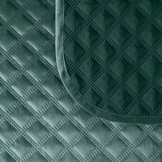 Narzuta dekoracyjna VELVI 170x210 pikowana w geometryczny wzór szmaragdowa