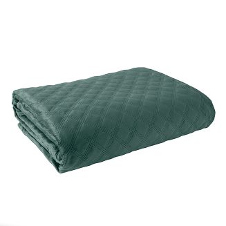 Narzuta dekoracyjna VELVI 170x210 pikowana w geometryczny wzór szmaragdowa