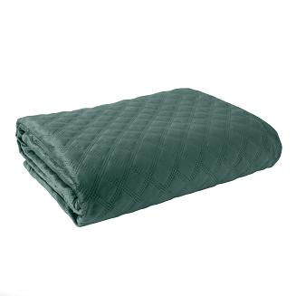 Narzuta dekoracyjna VELVI 170x210 pikowana w geometryczny wzór szmaragdowa