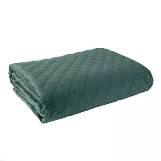 Narzuta dekoracyjna VELVI 170x210 pikowana w geometryczny wzór szmaragdowa