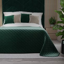 Narzuta dekoracyjna VELVI 170x210 pikowana w geometryczny wzór szmaragdowa