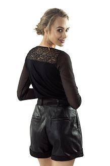 Bluzka damska z tiulowymi rękawami Giulietta czarna
