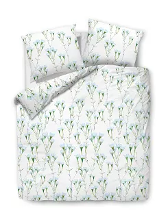 Pościel bawełniana 220x200 COTTONLOVE biała delikatne polne kwiaty