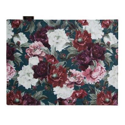 Serweta dekoracyjna VELVET 30x40 Eurofirany zielono bordowa w kwiaty