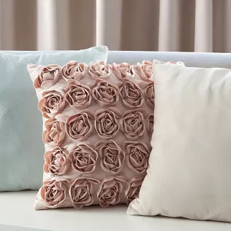 Poszewka dekoracyjna ROSES 45x45 Eva Minge Eurofirany pudrowa kwiaty róże 3D