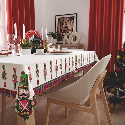 Obrus wodoodporny NINA 140x200 biały kolorowe Dziadki do orzechów