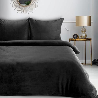 Pościel polarowa FLANO 140x200 Eurofirany czarna ciepła i miękka