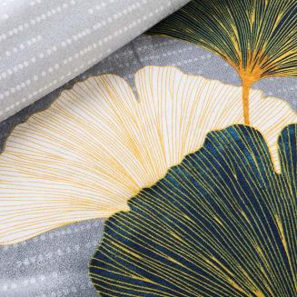 Pościel flanelowa FLANELOVE 140x200 liście miłorzębu na jasnoszarym tle