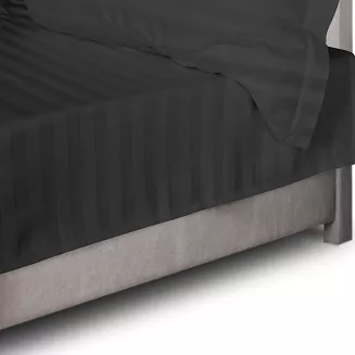 Prześcieradło satyna bambusowo-bawełniana STRIPE BLACK 160x240 Darymex jednokolorowe czarne