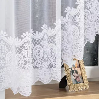 Firanka żakardowa gotowa na żabki DARIA 300x160 biała