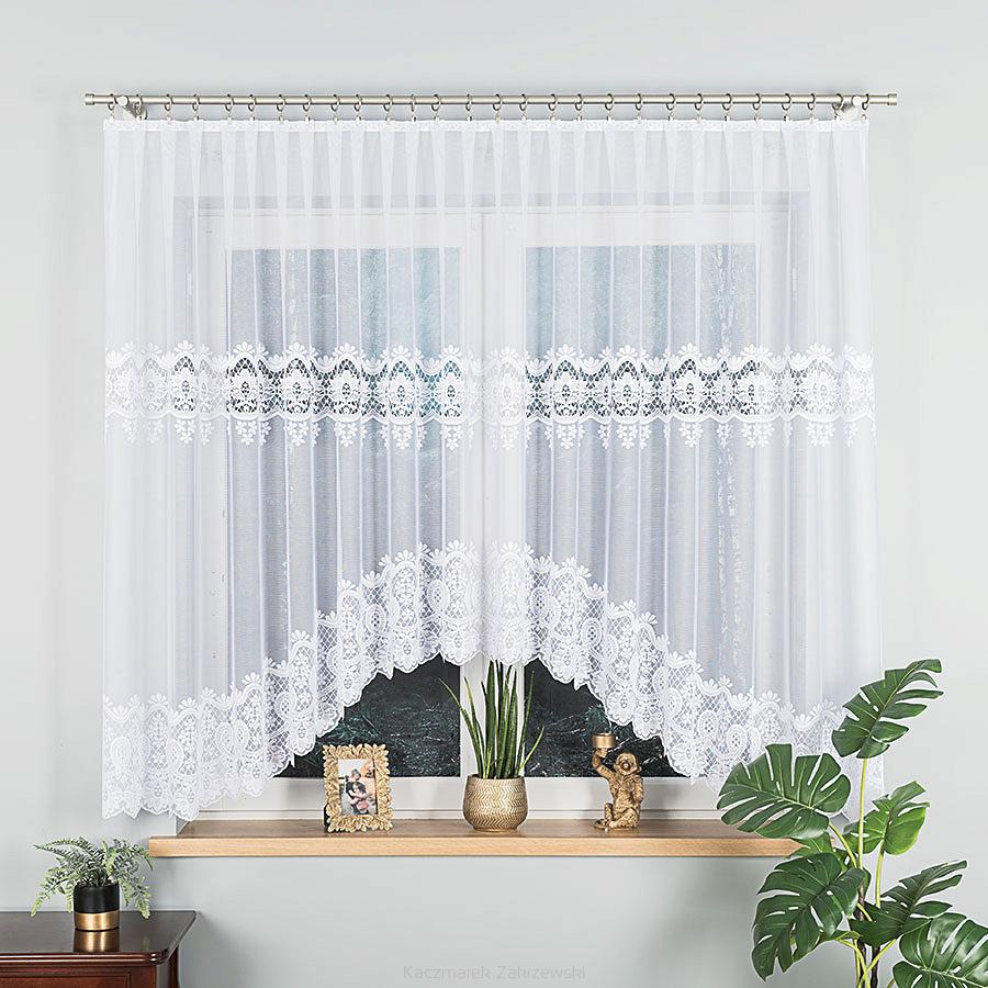 Firanka żakardowa gotowa na żabki DARIA 300x160 biała