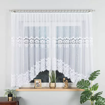 Firanka żakardowa gotowa na żabki DARIA 300x160 biała