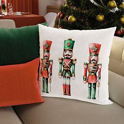 Poszewka dekoracyjna świąteczna DZIADKI DO ORZECHÓW 40x40 welwetowa biała