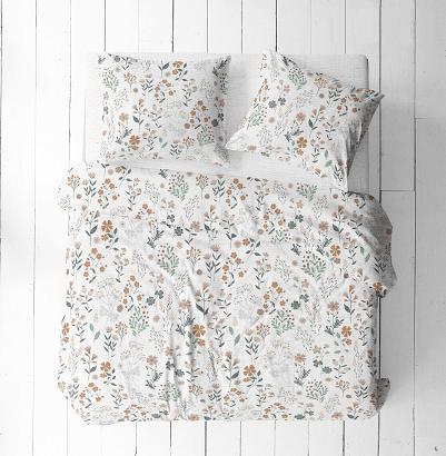 Pościel z kory 180x200 biała miodowa szałwiowa turkusowa letnia łąka